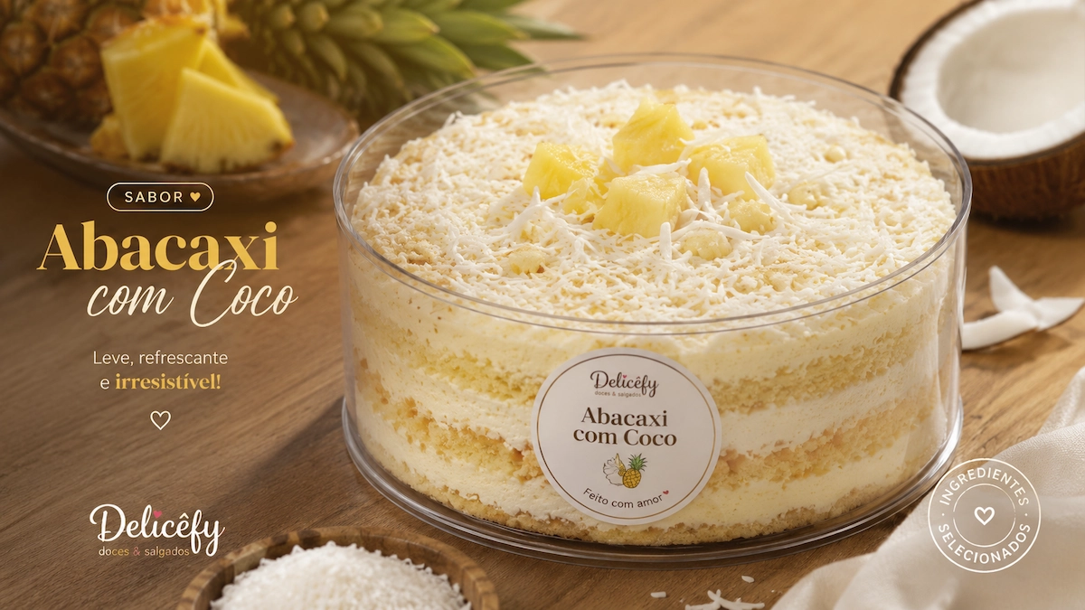 Cake Box Abacaxi com Coco