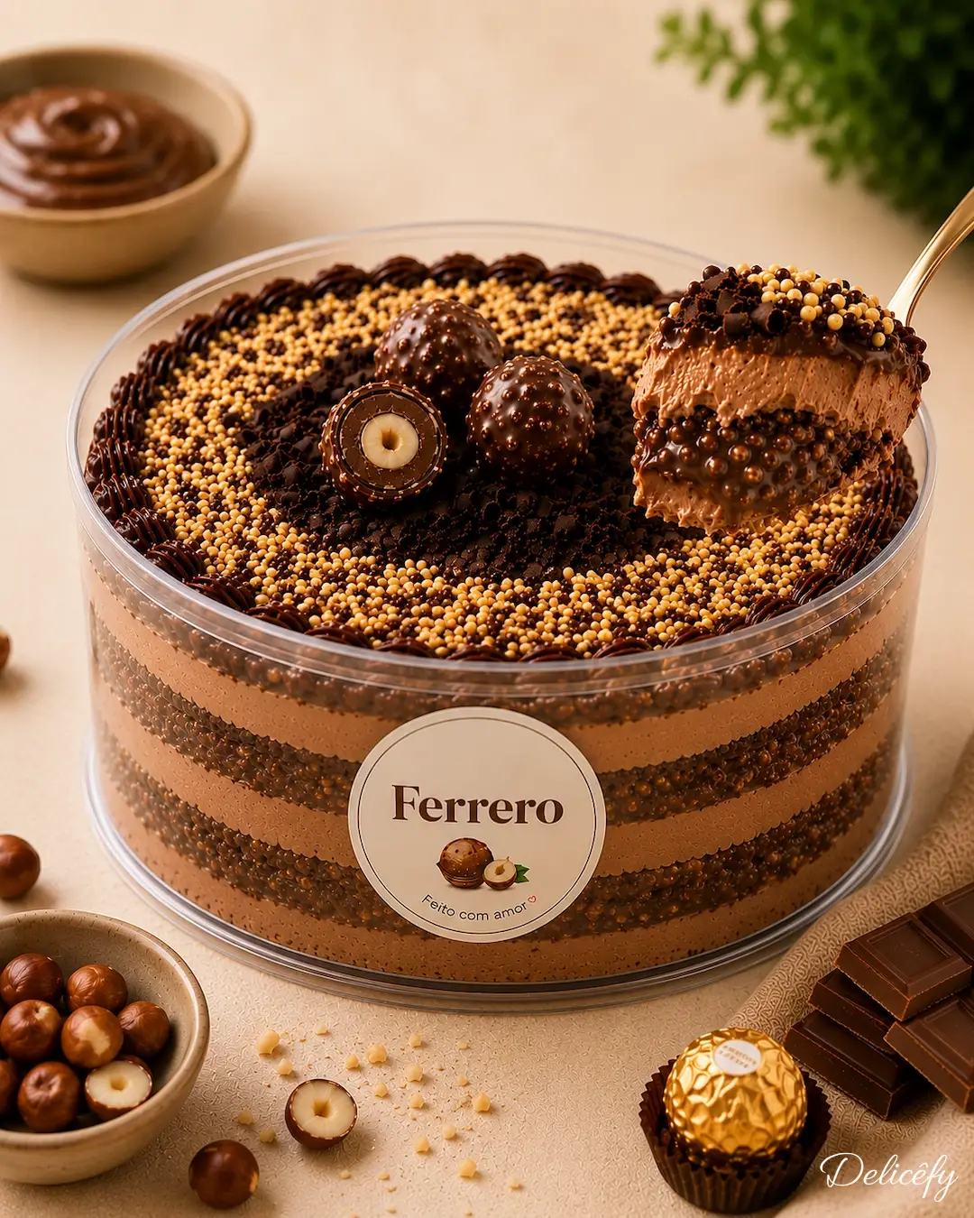 Detalhes do Cake Box Ferrero com recheio cremoso