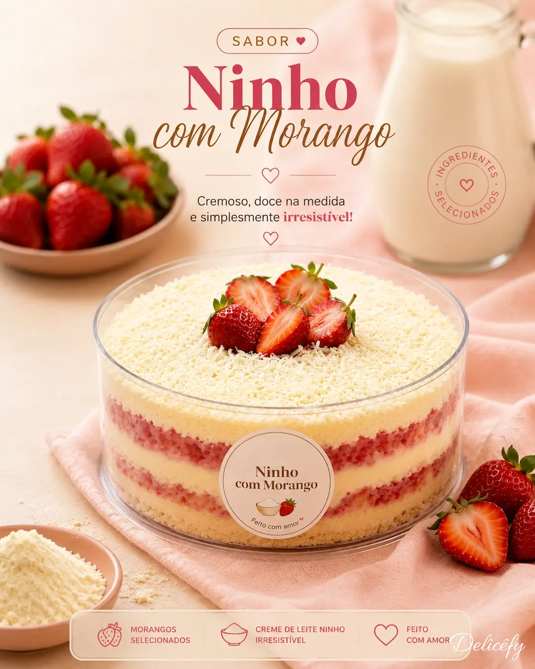 Cake Box Ninho com Morango