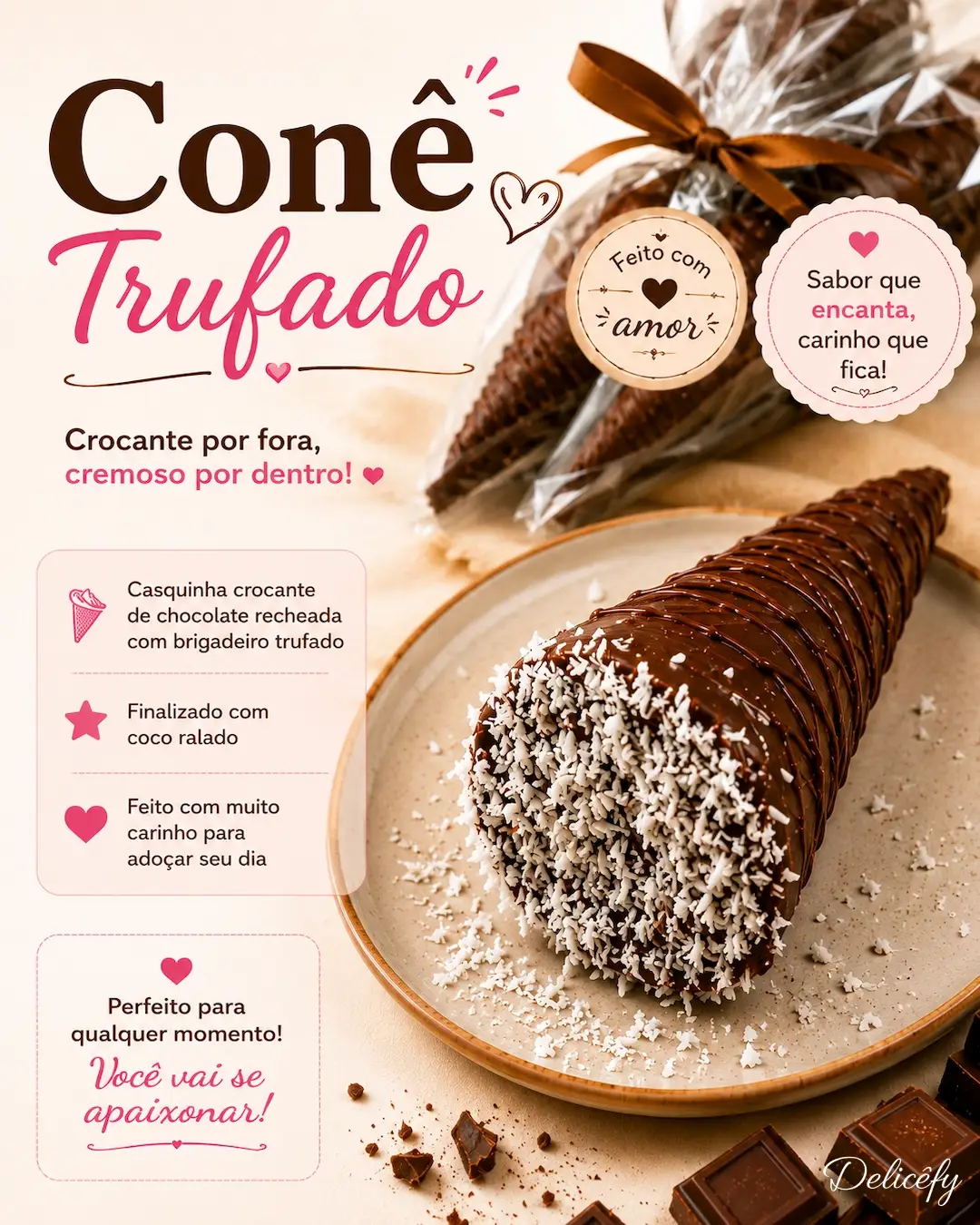 Cone Trufado artesanal Delicêfy