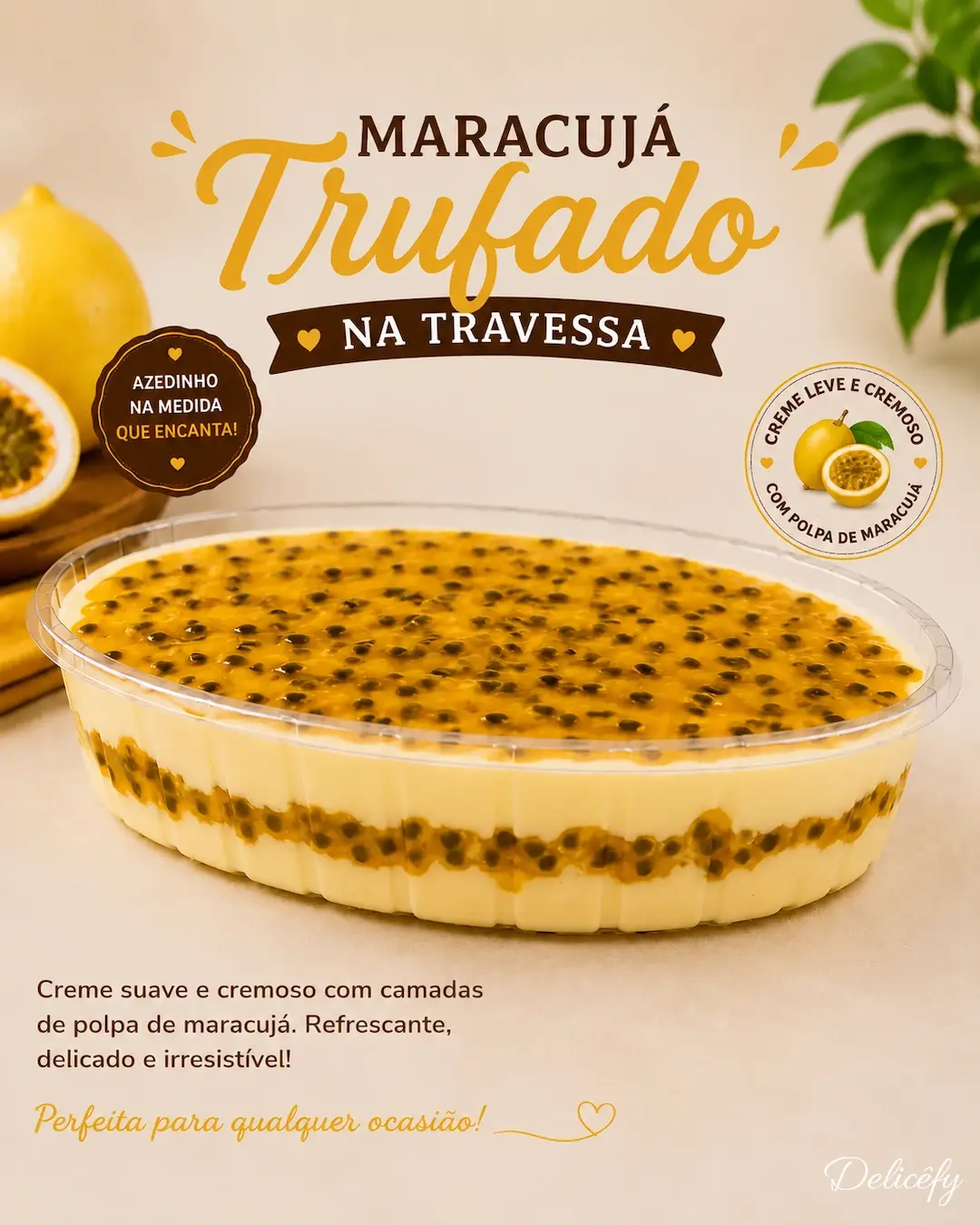 Maracujá Trufado na Travessa artesanal Delicêfy