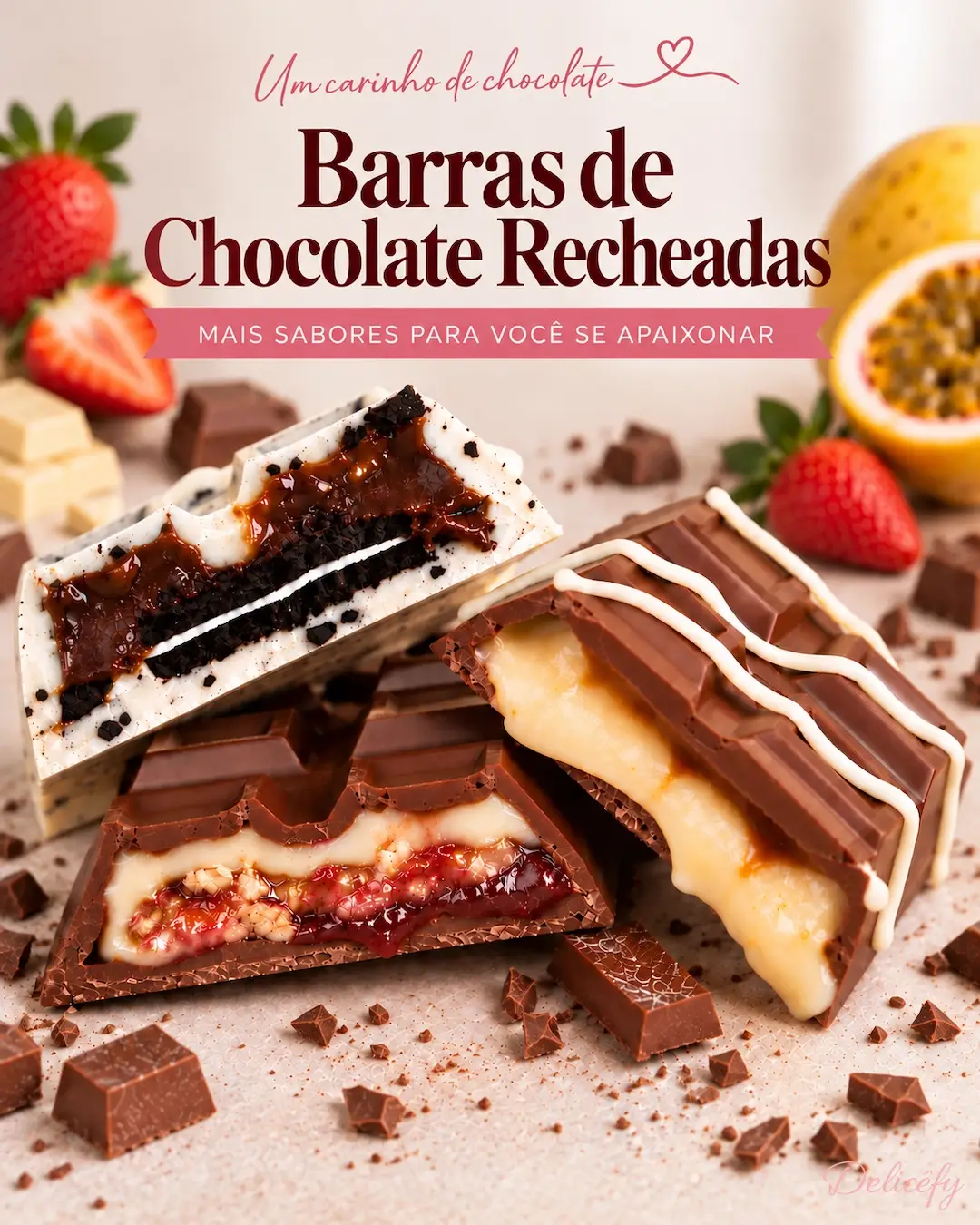 Barra de Chocolate Recheada da Delicêfy