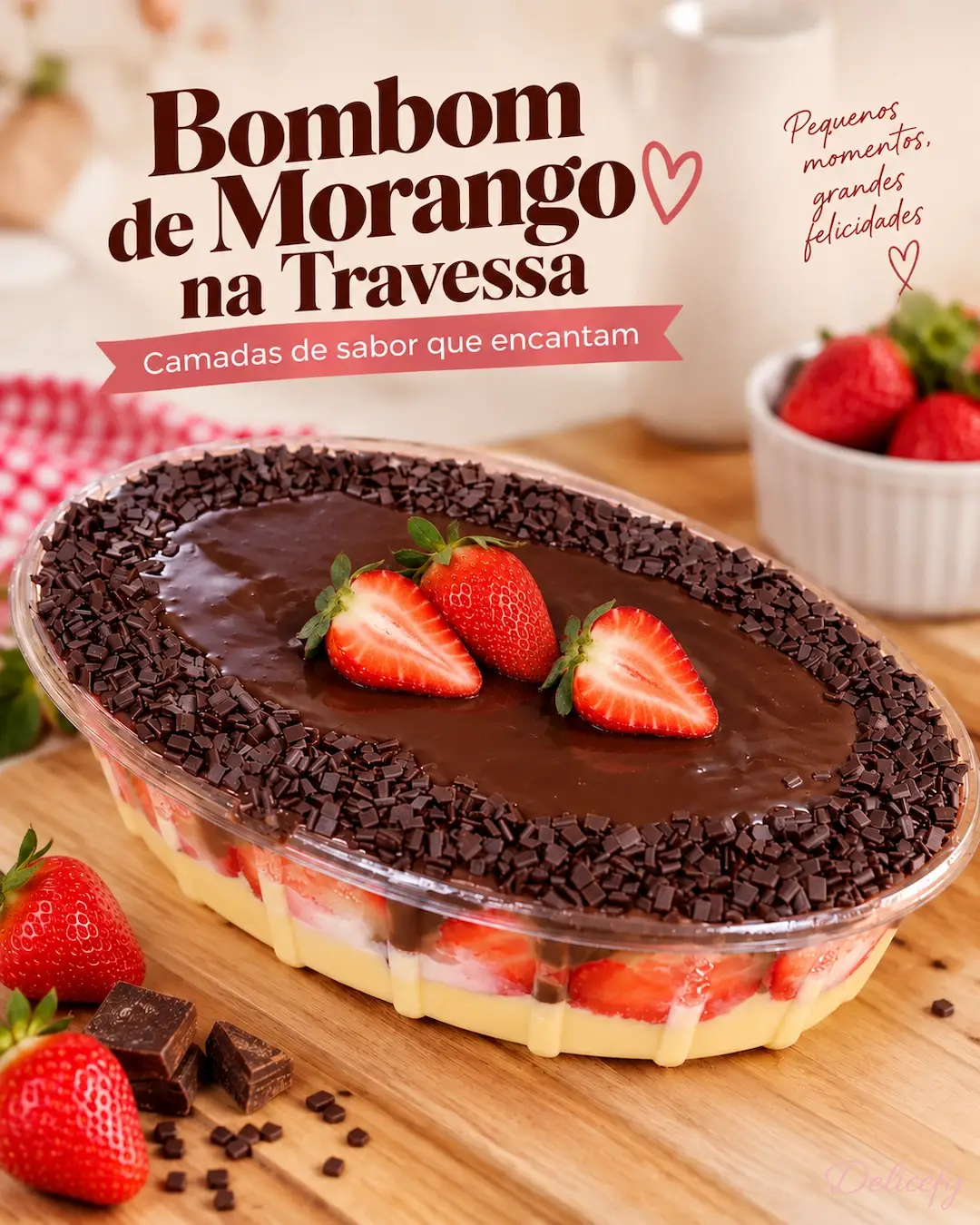 Bombom de Morango na Travessa artesanal Delicêfy